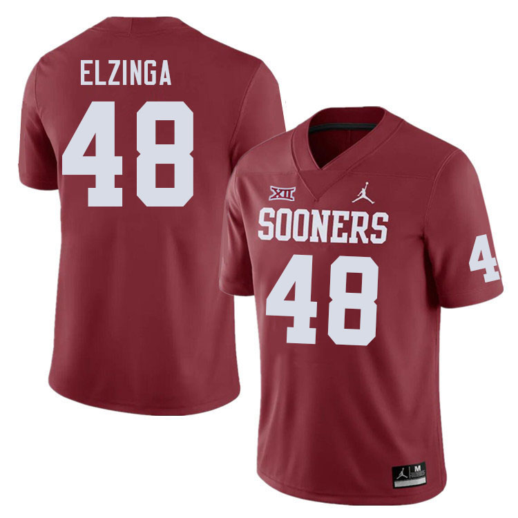 Oklahoma Sooners #48 Luke Elzinga College Football Jerseys Stitched-Crimson